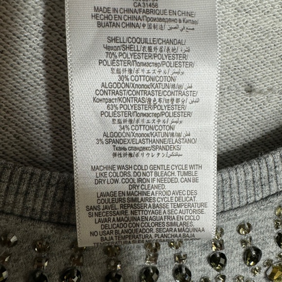 BCBGMaxAzria Heather‎ Grey Bead Embellished Sweatshirt Size S - Picture 5 of 7